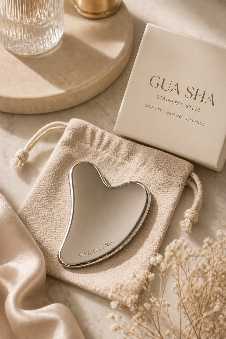 GUA SHA ACIER INOXYDABLE  SCULPTE • DRAINE • APAISE