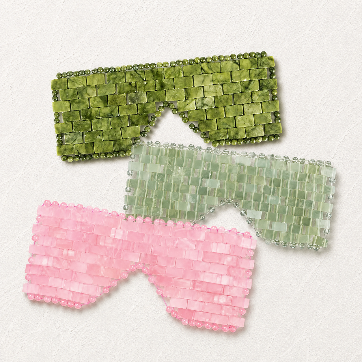 Masque Yeux Pierre Naturelle Opale, Jade & Quartz Rose
